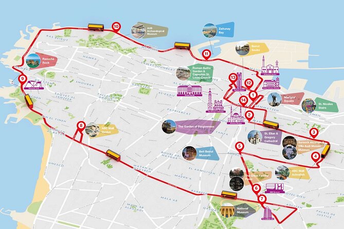 City Sightseeing Beirut Hop-On Hop-Off Bus Tour - Verdun, Raouche Rock, and the Mediterranean view